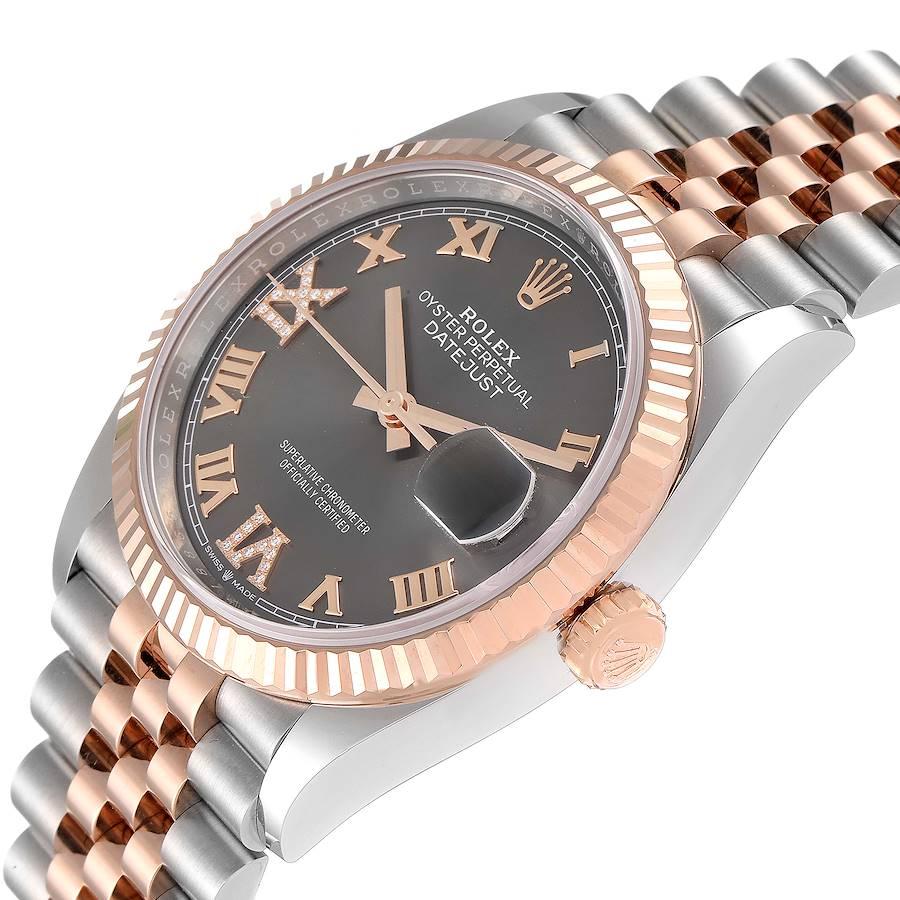 Rolex Datejust 36 Steel EveRose Gold Diamond Unisex Watch 126231 Unworn In Excellent Condition For Sale In Atlanta, GA