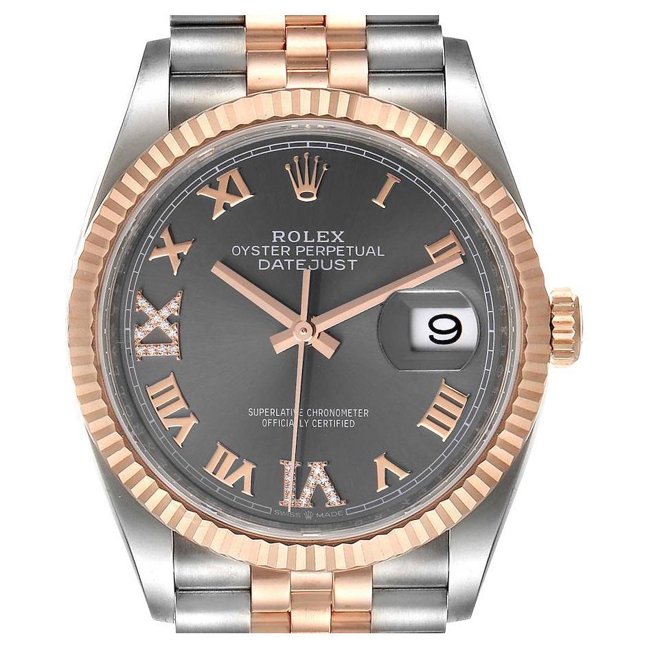 Rolex Datejust 36 Steel EveRose Gold Diamond Unisex Watch 126231 Unworn For Sale