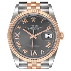 Rolex Datejust 36 Steel EveRose Gold Diamond Unisex Watch 126231 Unworn