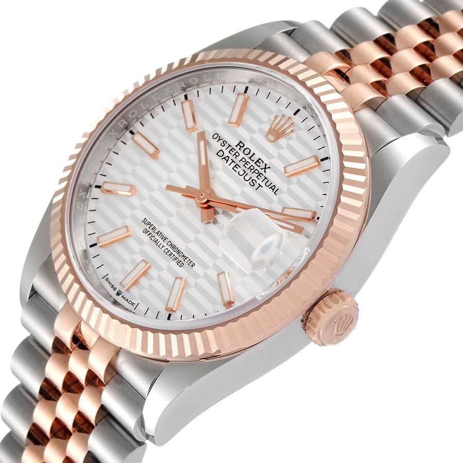 Rolex Datejust 36 Stahl EveRose Gold Silber geriffelte Zifferblatt Uhr 126231 Ungetragen Herren