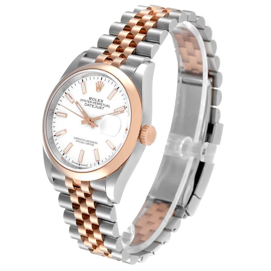 Men's Rolex Datejust 36 Steel EveRose Gold Silver White Dial Watch 126201 Unworn