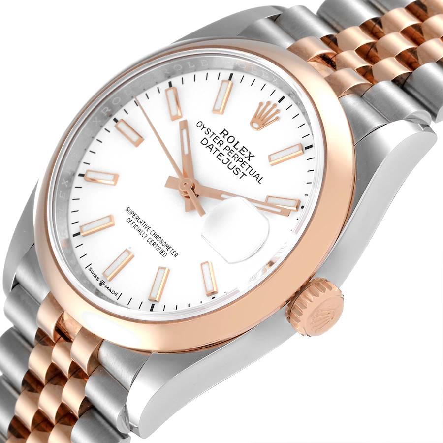 Rolex Datejust 36 Steel EveRose Gold Silver White Dial Watch 126201 Unworn 1