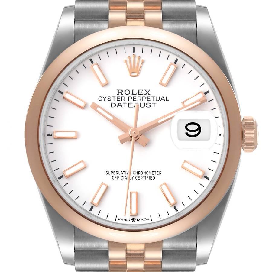 Rolex Datejust 36 Steel EveRose Gold Silver White Dial Watch 126201 Unworn