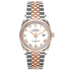 Rolex Datejust 36 Acciaio EveRose Gold Quadrante Bianco Orologio Uomo 126231 Non indossato