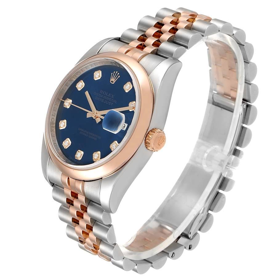 Men's Rolex Datejust 36 Steel EverRose Gold Blue Diamond Dial Watch 116201 For Sale