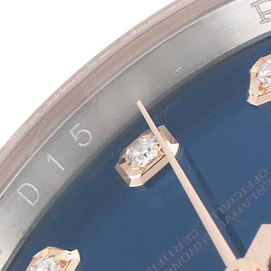 Rolex Datejust 36 Steel EverRose Gold Blue Diamond Dial Watch 116201 For Sale 3
