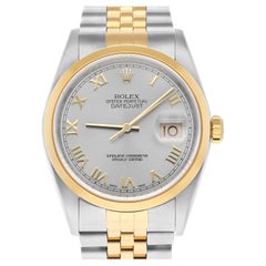 Rolex Datejust 36 Stahl & Gold 16203 Silber Roman Jubiläum Komplett 2003