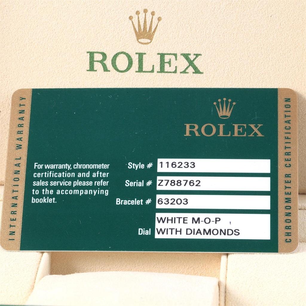 Rolex Datejust 36 Steel Gold Mother of Pearl Diamond Watch 116233 Box Card 8