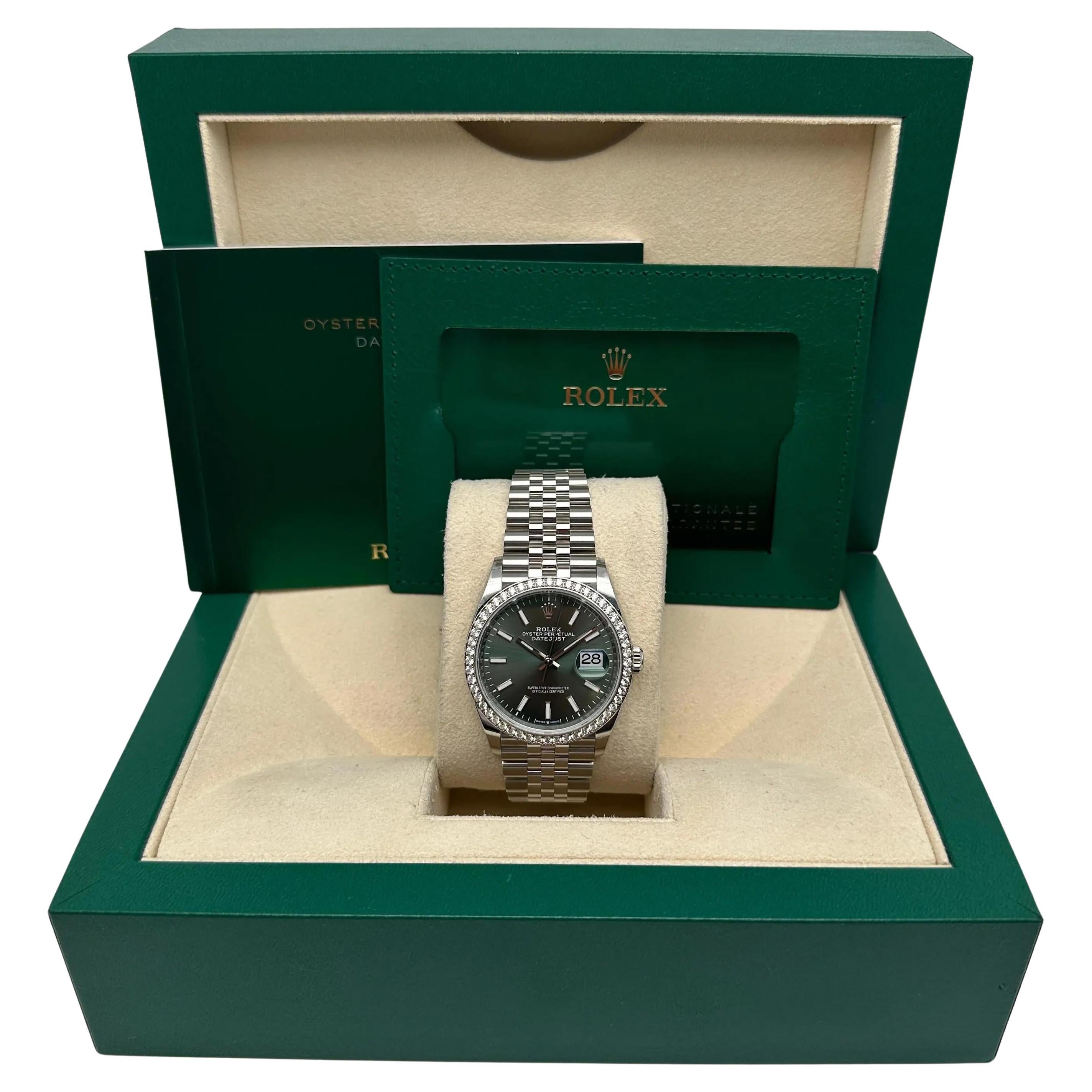 Rolex Datejust 36 Acero Esfera Verde Menta Diamante Reloj Unisex 126284RBR