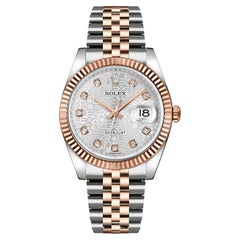 Rolex Datejust 36 Steel Rose Gold Anniversary Diamond Dial Jubilee Watch 116231