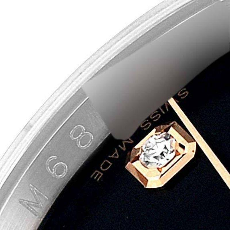 Rolex Datejust 36 Steel Rose Gold Black Diamond Dial Mens Watch 116231 In Excellent Condition In Atlanta, GA