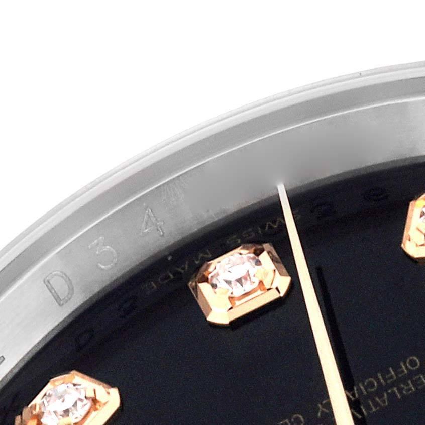 Rolex Datejust Steel Rose Gold Black Diamond Dial Mens Watch 116231 In Excellent Condition In Atlanta, GA