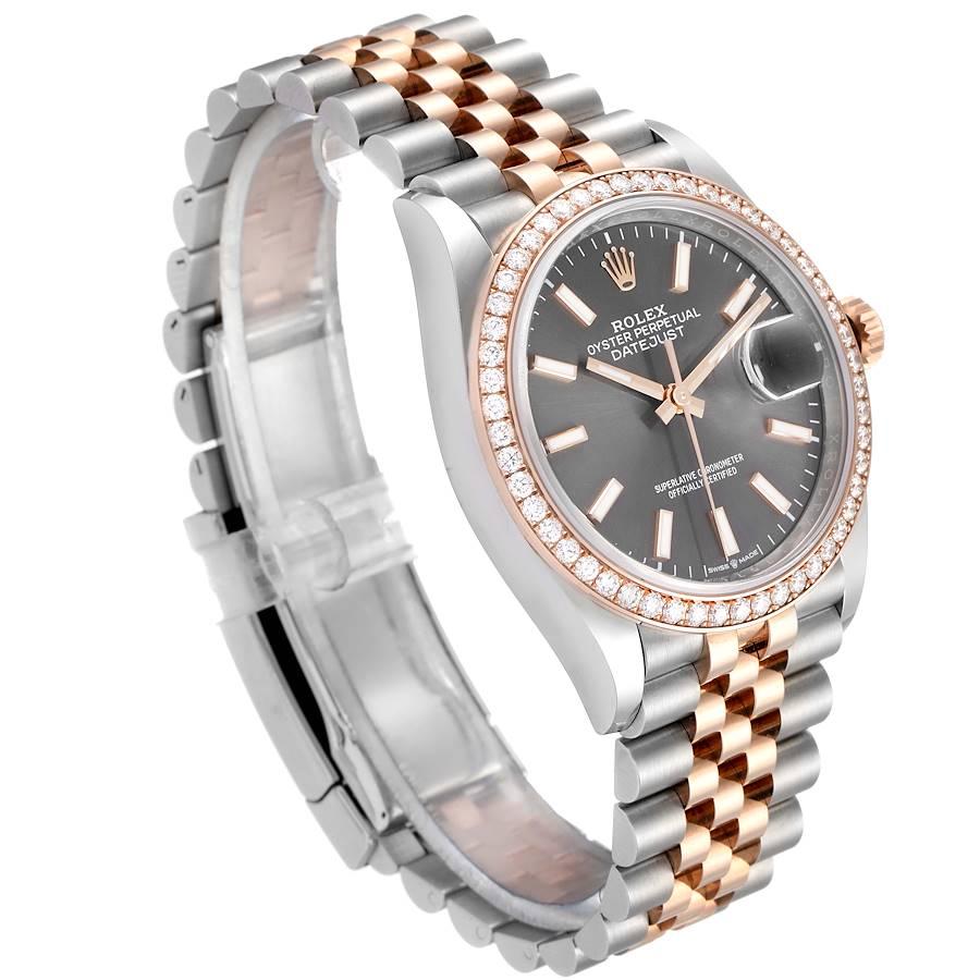 Rolex Datejust 36 Steel Rose Gold Diamond Unisex Watch 126281 Box Card In Excellent Condition For Sale In Atlanta, GA