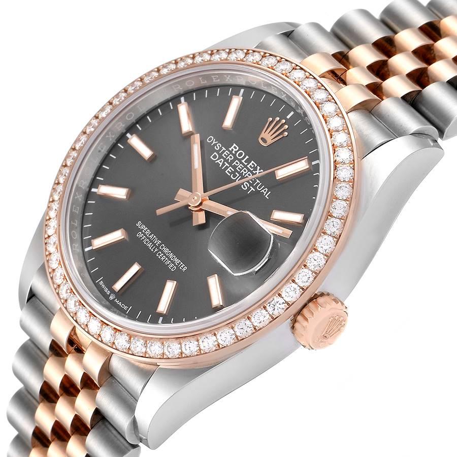 Rolex Datejust 36 Steel Rose Gold Diamond Unisex Watch 126281 Box Card For Sale 1