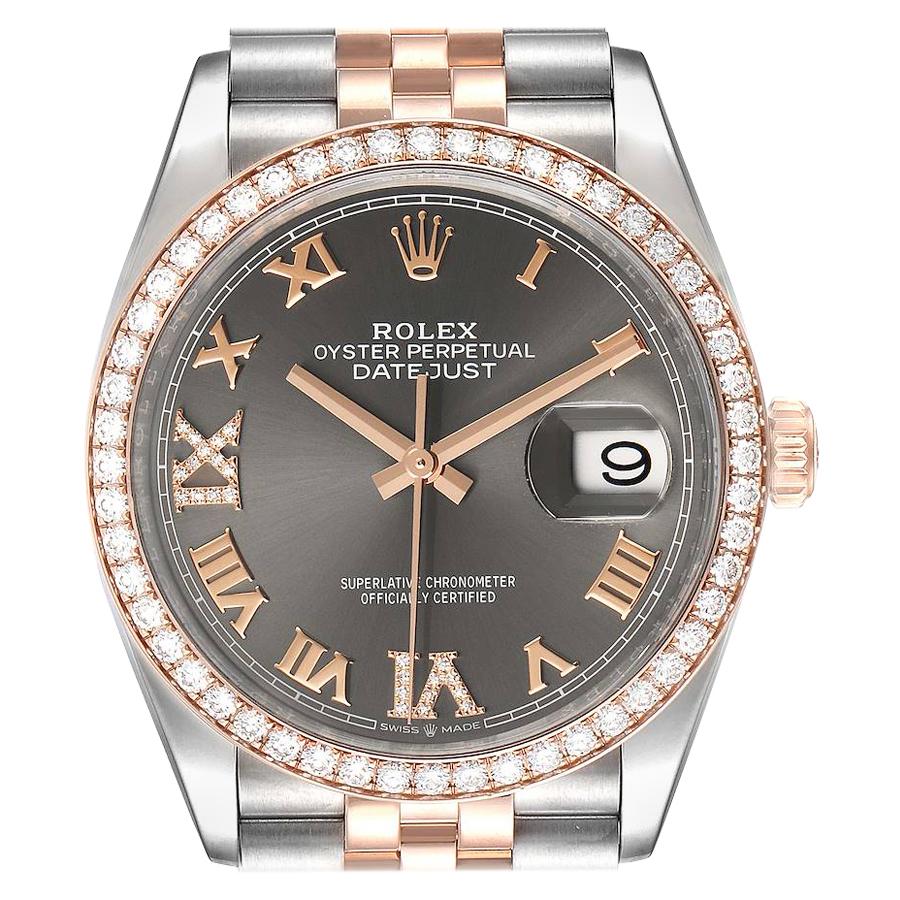 Rolex Datejust 36 Steel Rose Gold Diamond Unisex Watch 126281 Unworn For Sale
