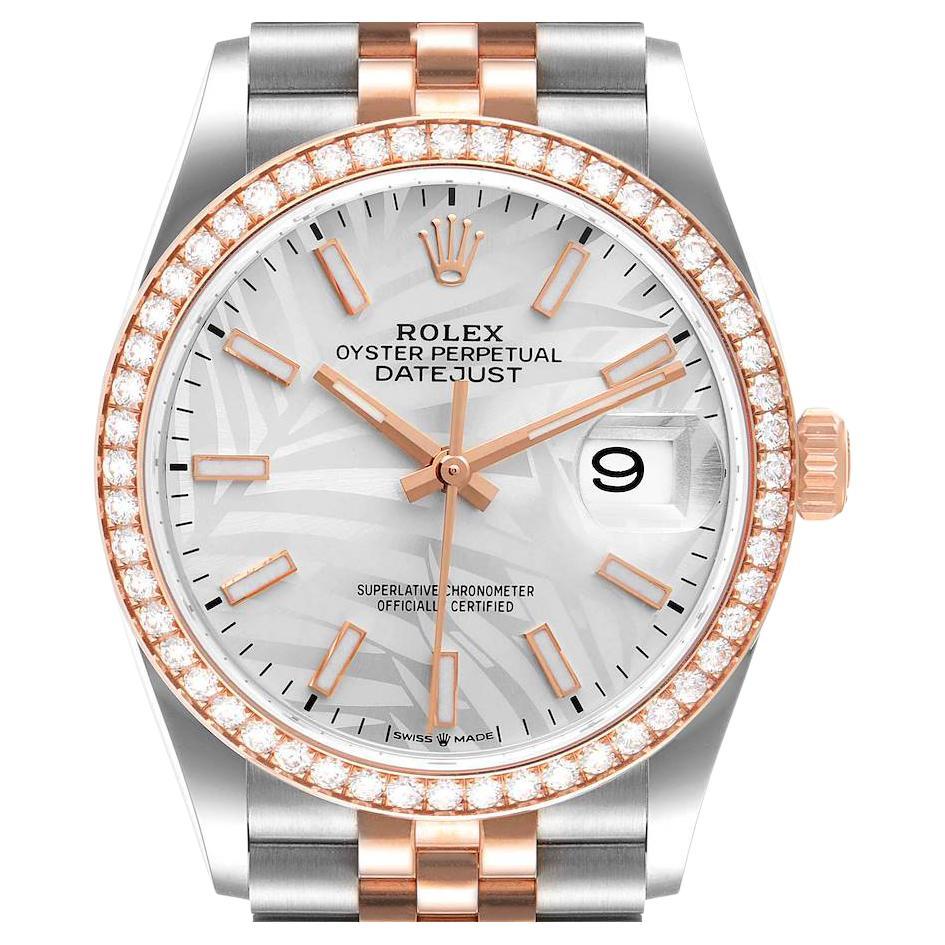 Rolex Datejust 36 Steel Rose Gold MOP Diamond Unisex Watch 126281 Box Card For Sale at 1stDibs