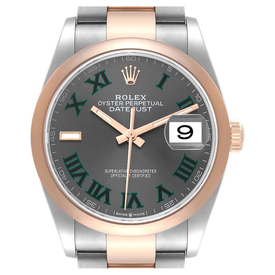 Rolex Datejust 36 Steel Rose Gold Wimbledon Dial Mens Watch 126201 Box Card For Sale