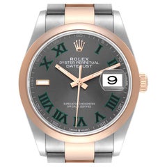 Rolex Datejust 36 Steel Rose Gold Wimbledon Dial Mens Watch 126201 Box Card