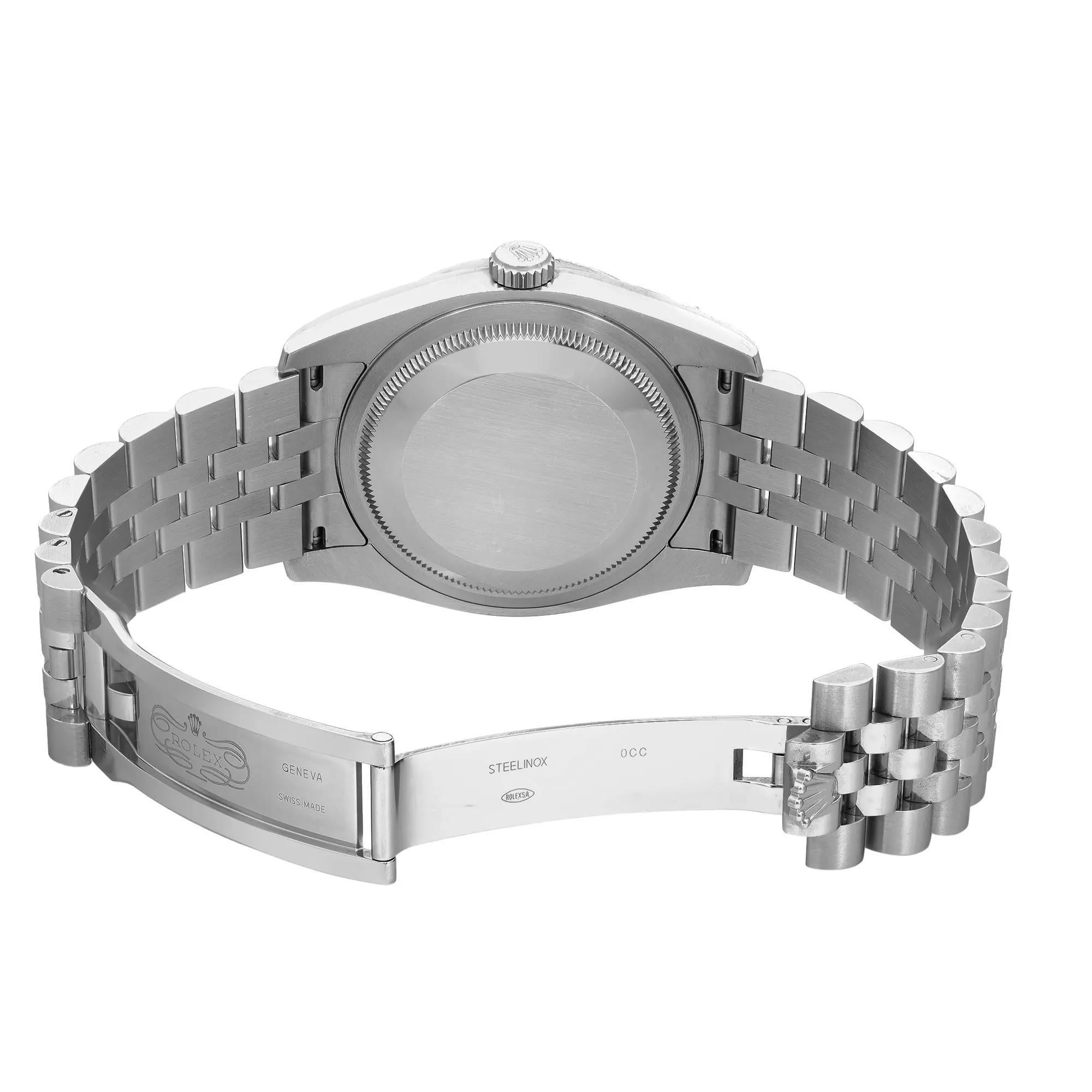 Rolex Montre Datejust 36 en acier, argent, rhodium, cadran diamanté pour femmes 116244 en vente 2