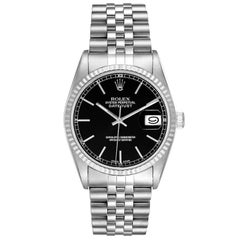 Rolex Datejust 36 Steel White Gold Black Dial Mens Watch 16234