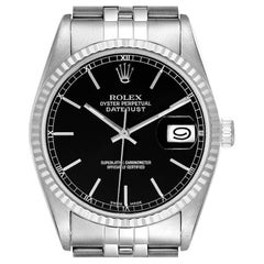 Rolex Datejust 36 Steel White Gold Black Dial Mens Watch 16234
