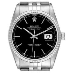 Rolex Datejust 36 Steel White Gold Black Dial Mens Watch 16234
