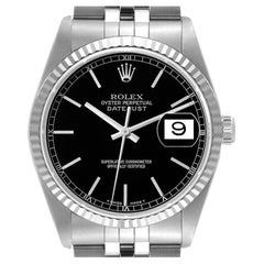 Rolex Datejust 36 Steel White Gold Black Dial Mens Watch 16234