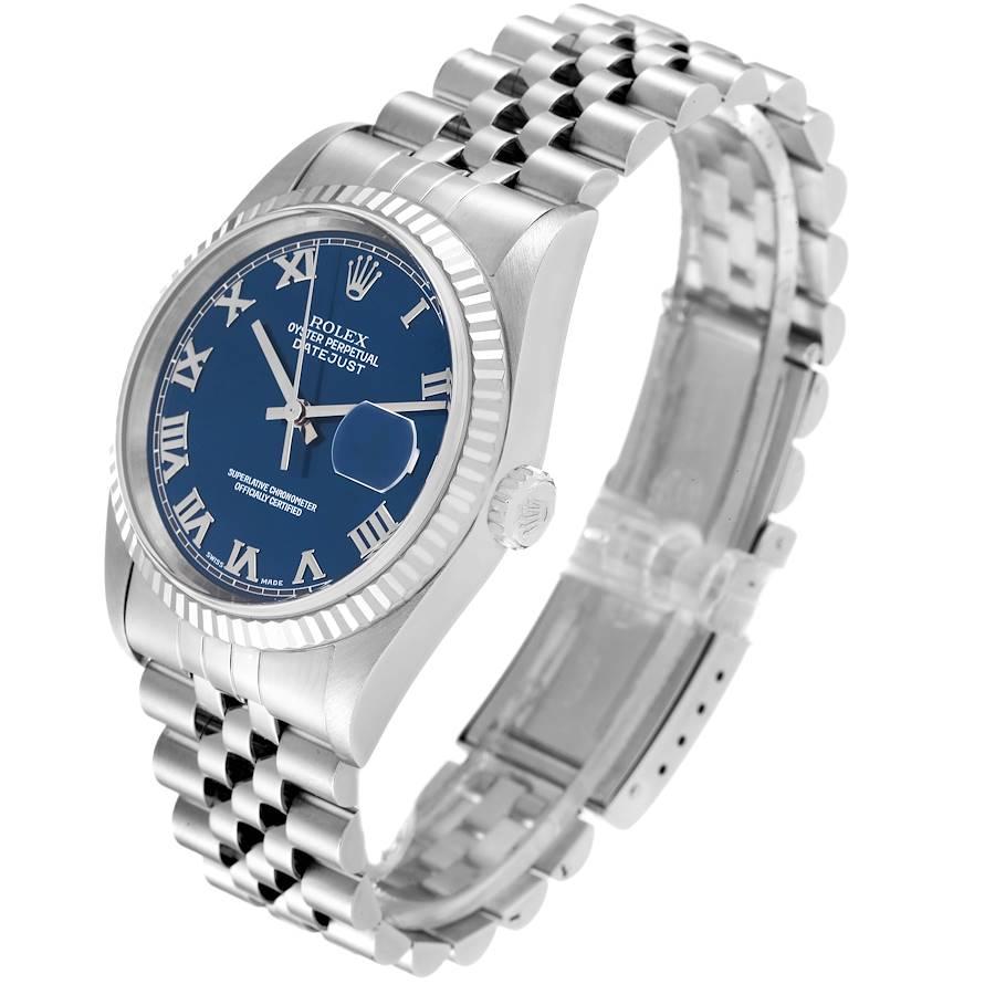  Rolex Datejust 36 Steel White Gold Blue Dial Mens Watch 16234 Box Papers Pour hommes 