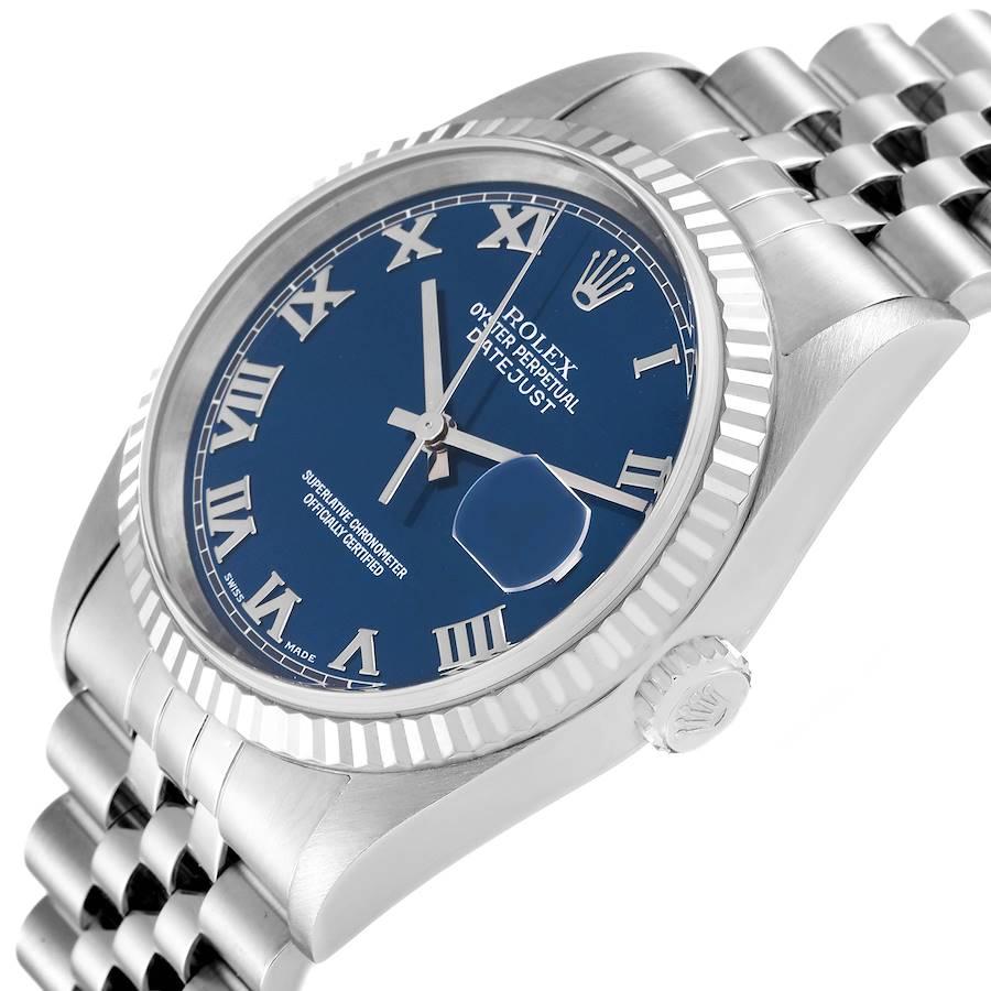 Rolex Datejust 36 Steel White Gold Blue Dial Mens Watch 16234 Box Papers 1