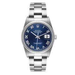 Rolex Datejust 36 Steel White Gold Blue Dial Mens Watch 16234