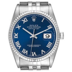 Rolex Datejust 36 Steel White Gold Blue Dial Mens Watch 16234