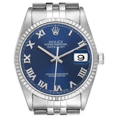 Rolex Datejust 36 Steel White Gold Blue Dial Mens Watch 16234