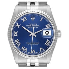 Rolex Datejust 36 Steel White Gold Blue Dial Mens Watch 16234