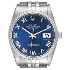 Rolex Datejust 36 Steel White Gold Blue Dial Mens Watch 16234