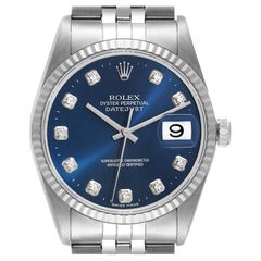 Rolex Datejust 36 Herrenuhr aus Stahl und Weißgold mit blauem Diamant-Zifferblatt 16234