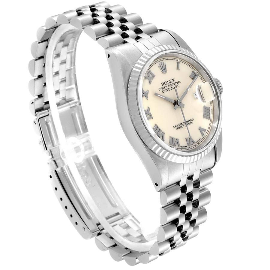 Rolex Datejust 36 Acero Oro Blanco Bisel Acanalado Esfera Marfil Reloj Hombre 16234 en Excelente estado para la venta en Atlanta, GA