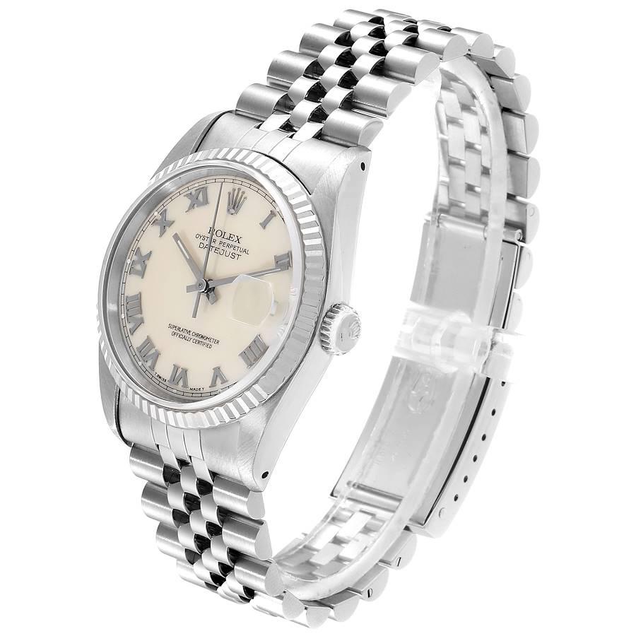 De los hombres Rolex Datejust 36 Acero Oro Blanco Bisel Acanalado Esfera Marfil Reloj Hombre 16234 en venta