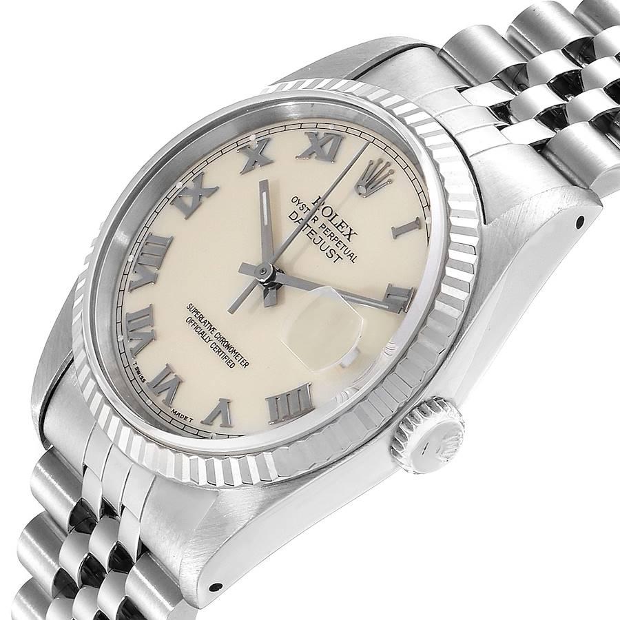 Rolex Datejust 36 Acero Oro Blanco Bisel Acanalado Esfera Marfil Reloj Hombre 16234 en venta 1