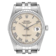 Rolex Datejust 36 Acero Oro Blanco Bisel Acanalado Esfera Marfil Reloj Hombre 16234