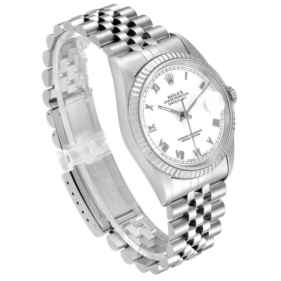 Rolex Datejust 36 Steel White Gold Fluted Bezel Men's Watch 16234 Box In Good Condition In Atlanta, GA