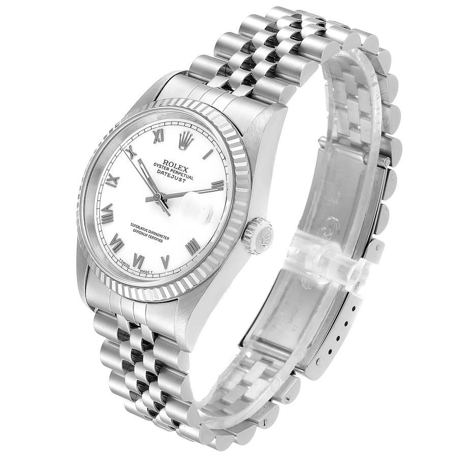 Rolex Datejust 36 Steel White Gold Fluted Bezel Men's Watch 16234 Box 1