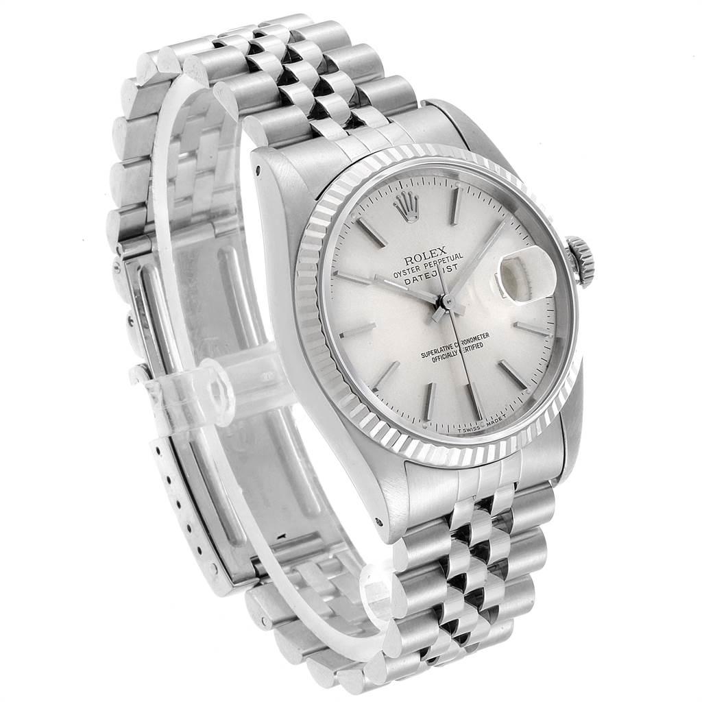 Rolex Datejust 36 Steel White Gold Fluted Bezel Men’s Watch 16234 In Excellent Condition For Sale In Atlanta, GA