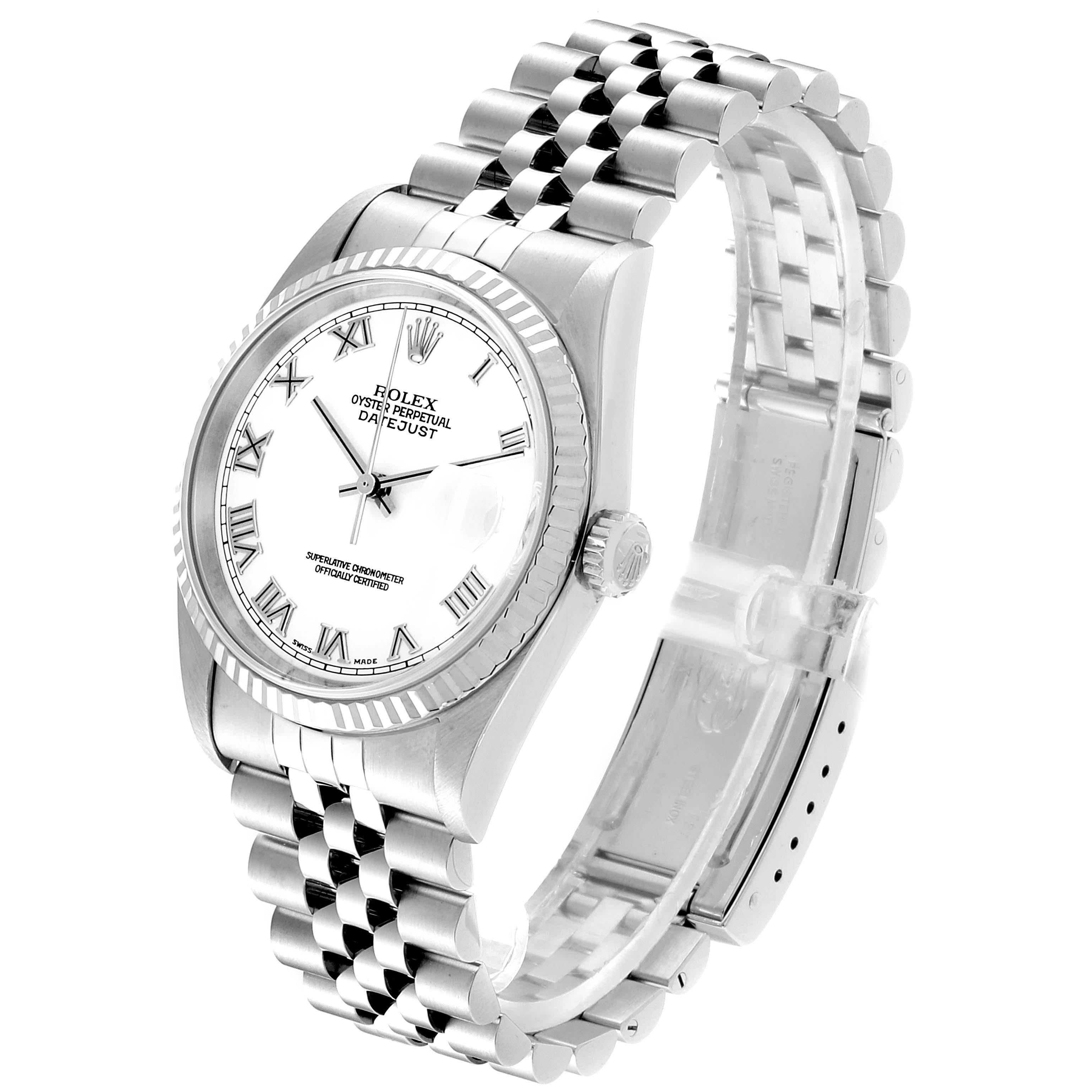 Rolex Datejust 36 Steel White Gold Fluted Bezel Men's Watch 16234 In Excellent Condition In Atlanta, GA