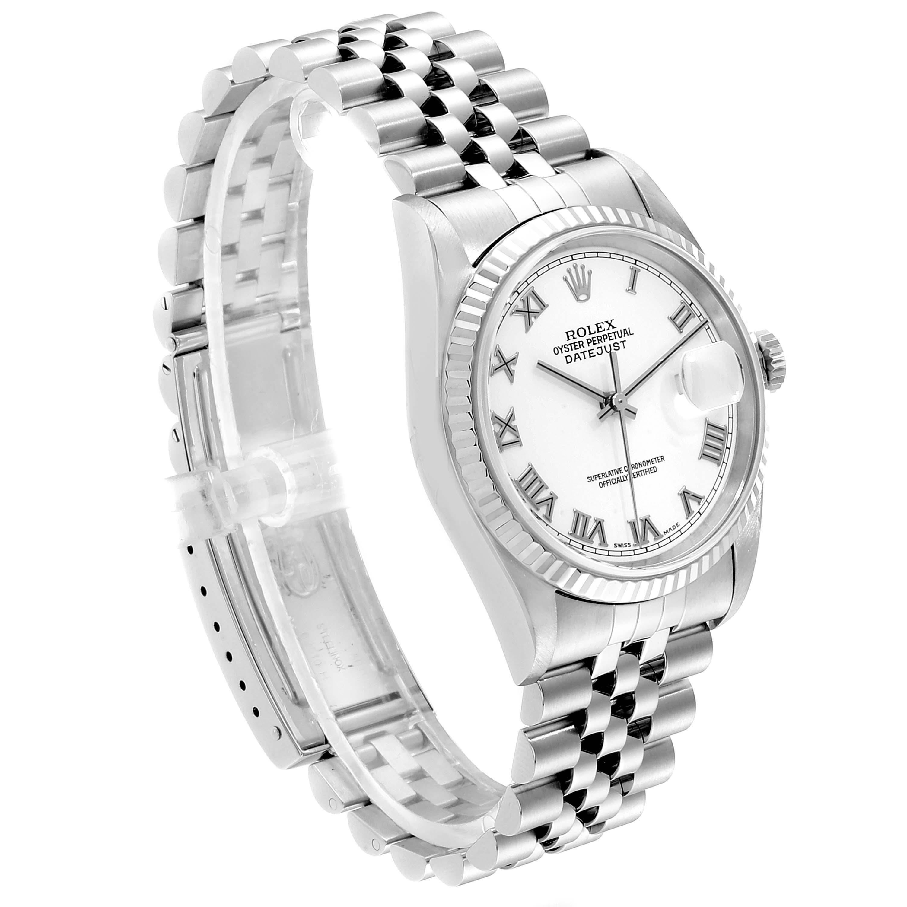 Rolex Datejust 36 Steel White Gold Fluted Bezel Men's Watch 16234 1