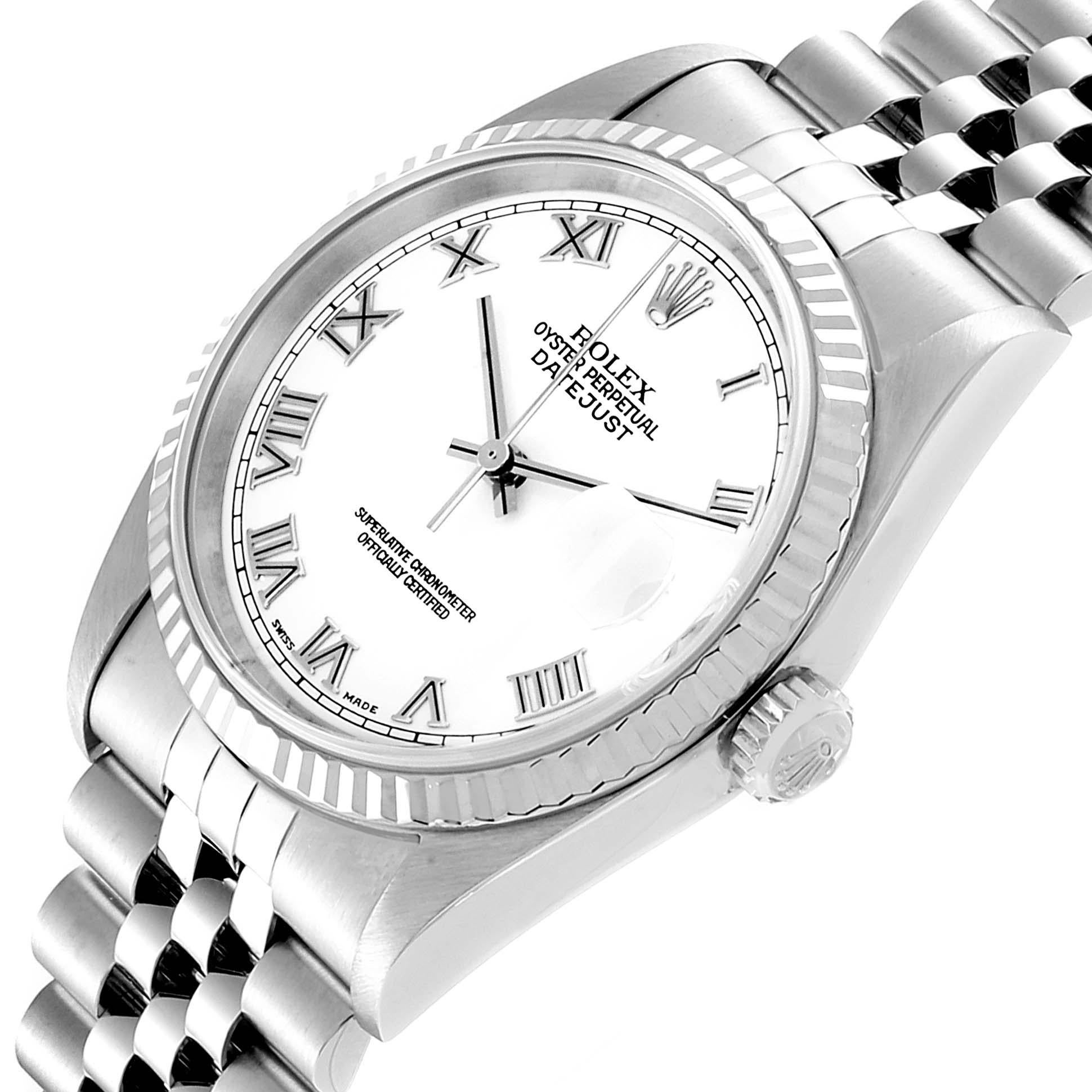 Rolex Datejust 36 Steel White Gold Fluted Bezel Men's Watch 16234 1