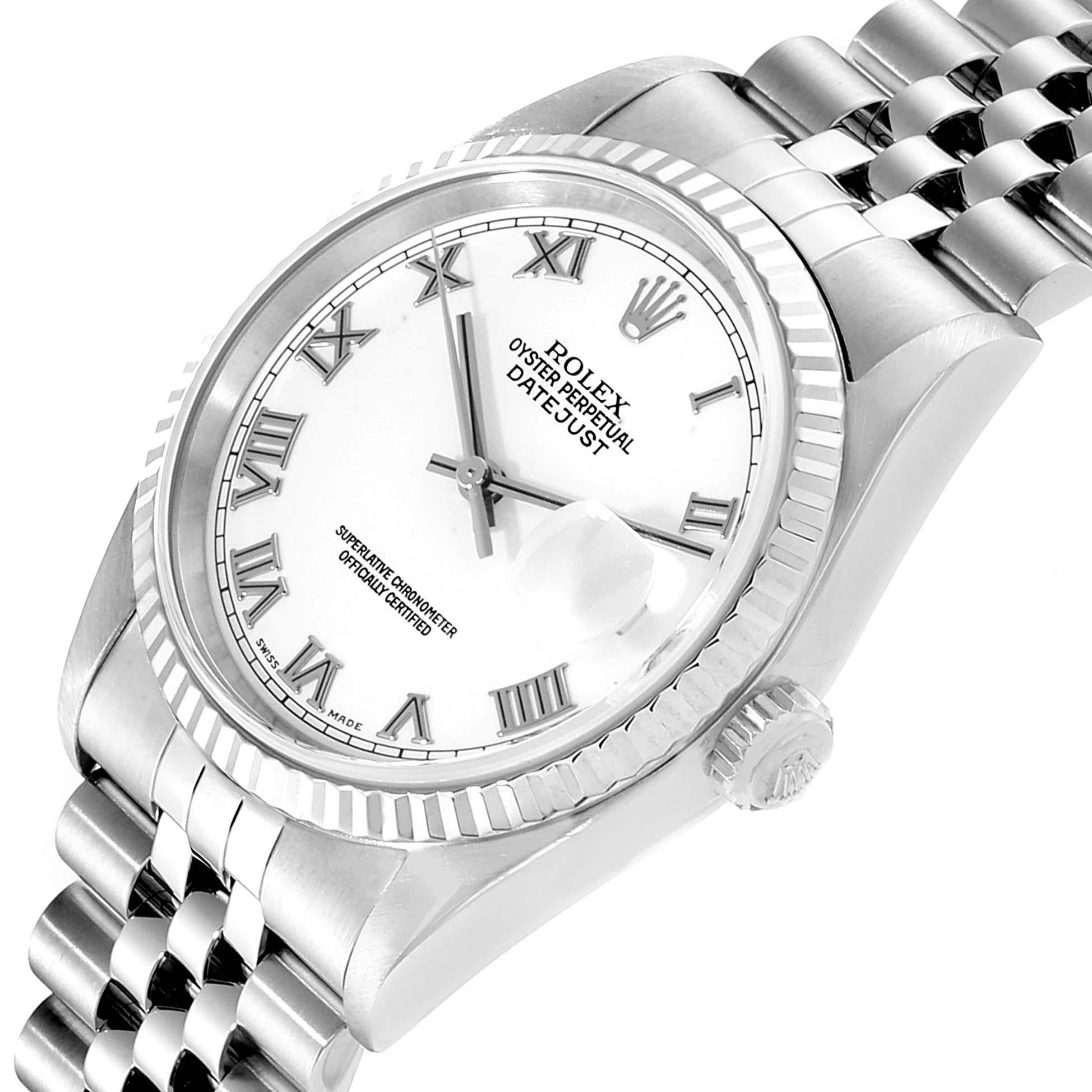 Rolex Datejust 36 Steel White Gold Fluted Bezel Men's Watch 16234 2