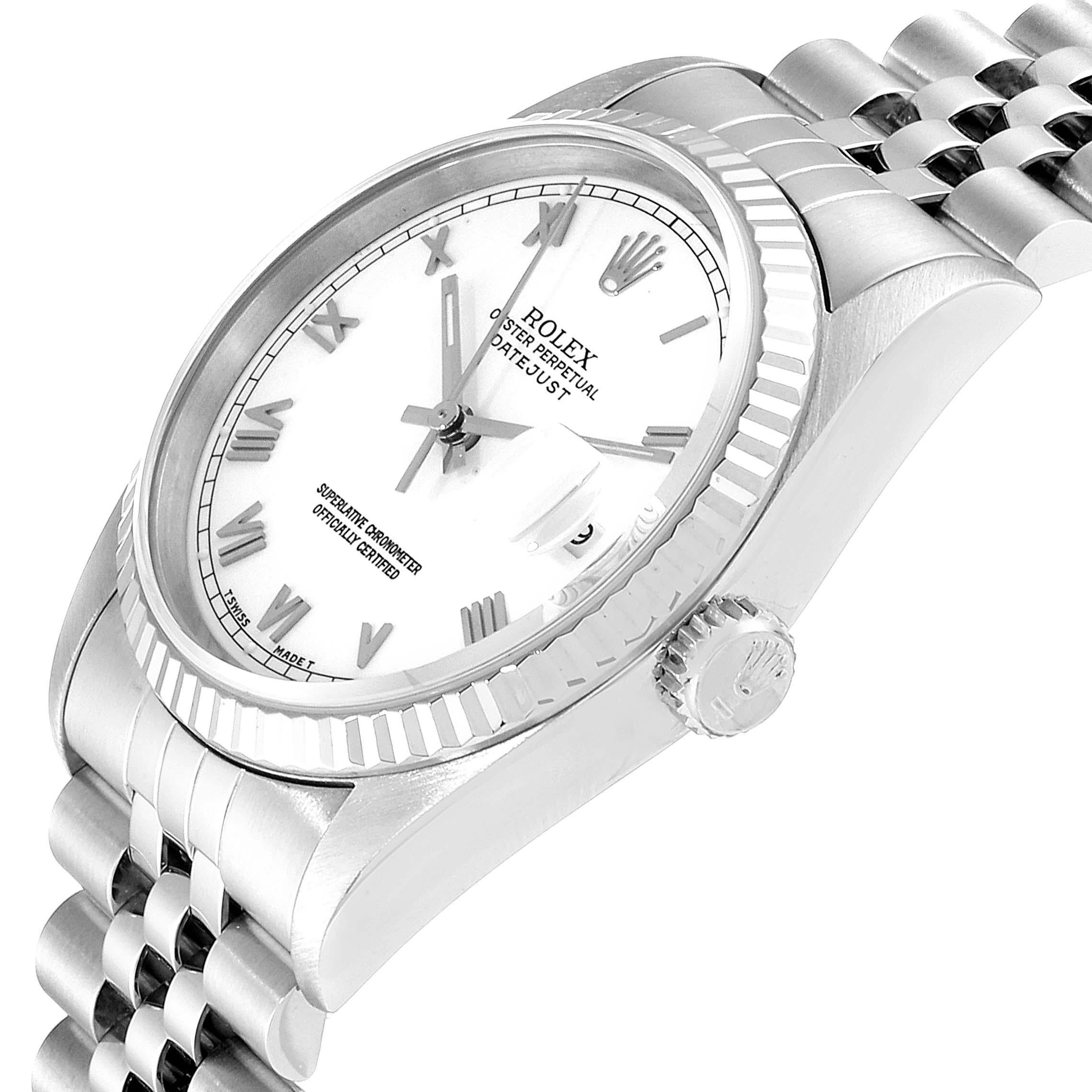 Rolex Datejust 36 Steel White Gold Fluted Bezel Men's Watch 16234 In Good Condition For Sale In Atlanta, GA