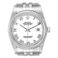 Rolex Datejust 36 Steel White Gold Fluted Bezel Men's Watch 16234
