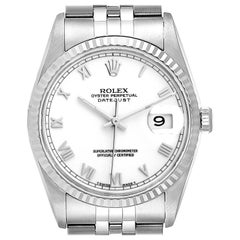 Rolex Datejust 36 Steel White Gold Fluted Bezel Men's Watch 16234