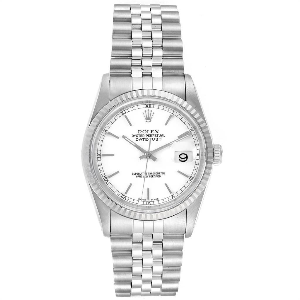 Rolex Datejust 36 Steel White Gold Jubilee Bracelet Men's Watch 16234 In Good Condition In Atlanta, GA